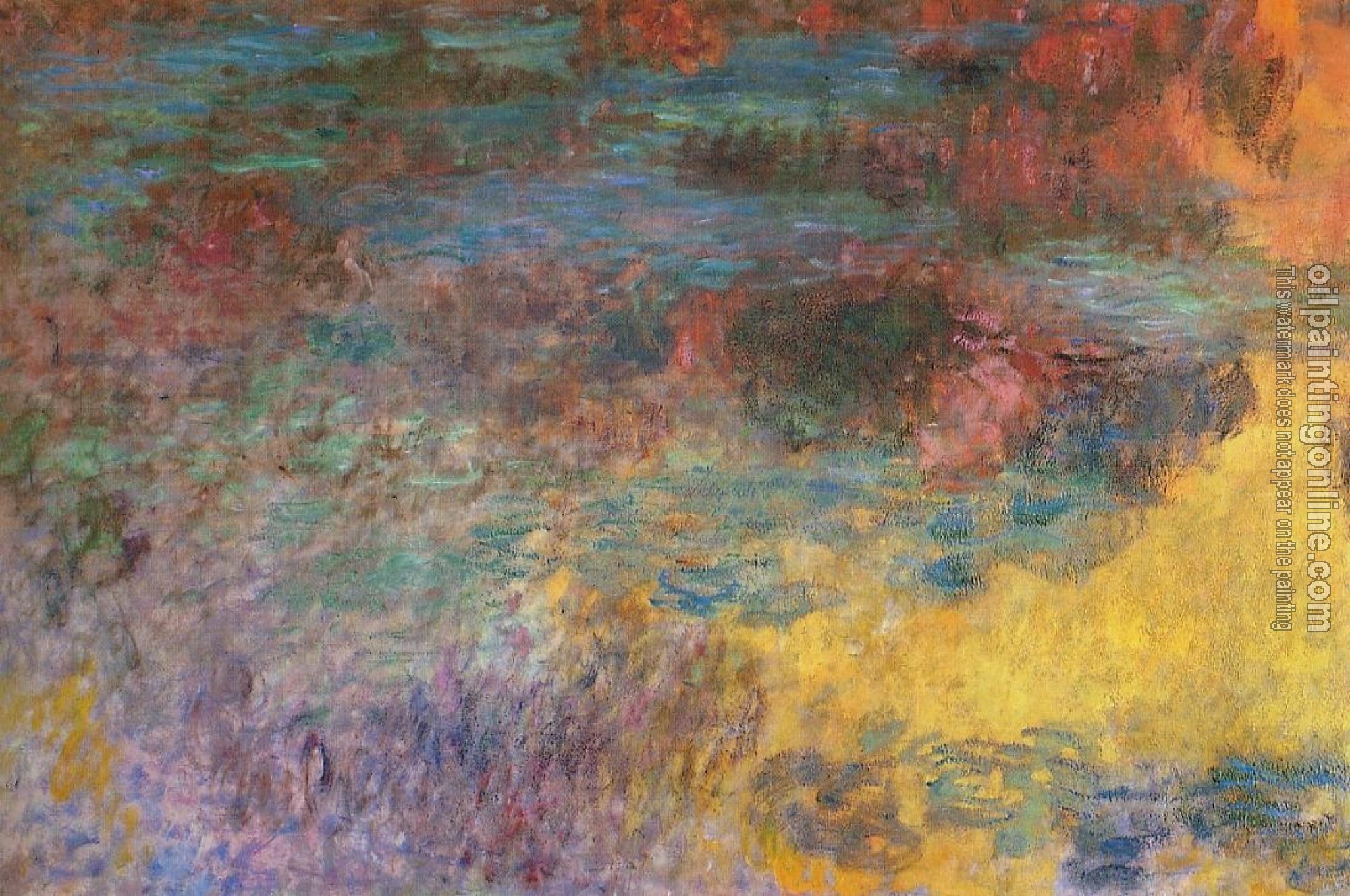 Monet, Claude Oscar - Water-Lily Pond, Evening, left panel